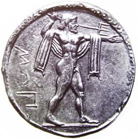 Moneta raffigurante Poseidone (inizio V sec.)